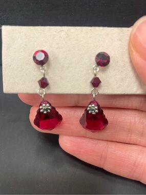 Deep Pink Crystal Drop Earrings